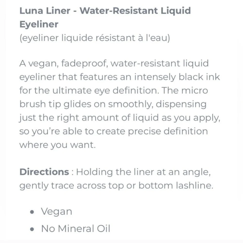 Luna Liner Water Resistant Liquid Eyeliner in Black